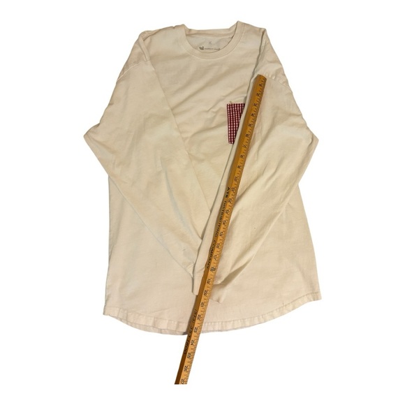 Southern Marsh Cream Long Sleeve Tee with Red Pocket - Picture 3 of 5
